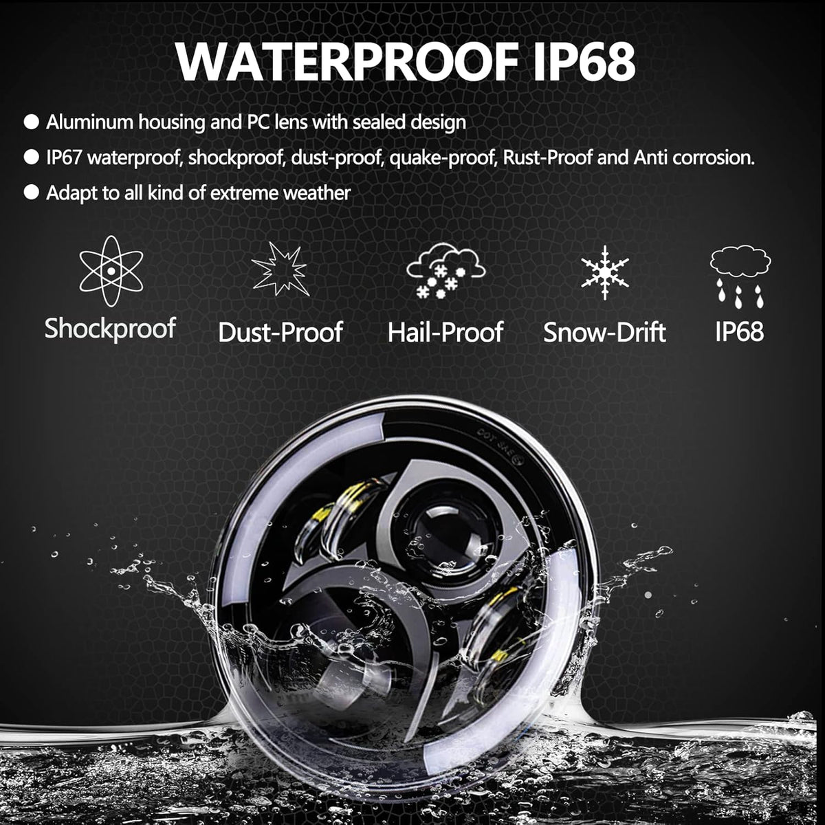 7Inch Round LED Motorcycle Headlights with Housing Bucket Bracket Mount for Amber Turn Signal Lights DRL Hi/Lo Beam Headlamps N7783