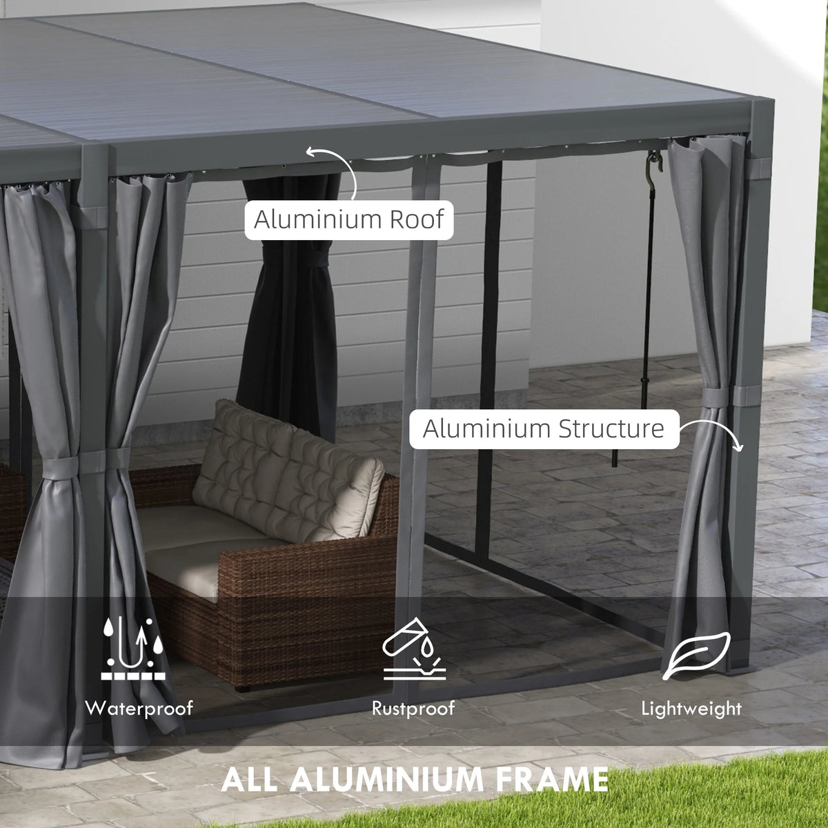 12'x19' Aluminum Pergola with Adjustable Louvered Roof F49117