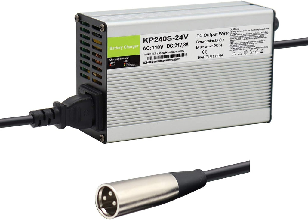 24V 8A Lead Acid Battery Charger with 3-Pin XLR Connector, Pack of 2 J247674