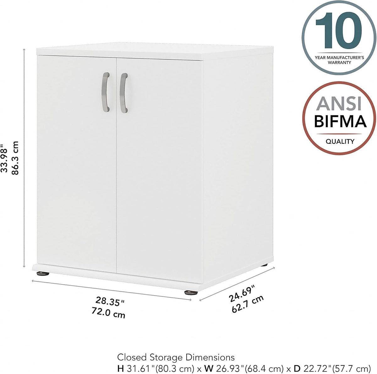 White Floor Storage Cabinet with Doors and Shelves Q23222