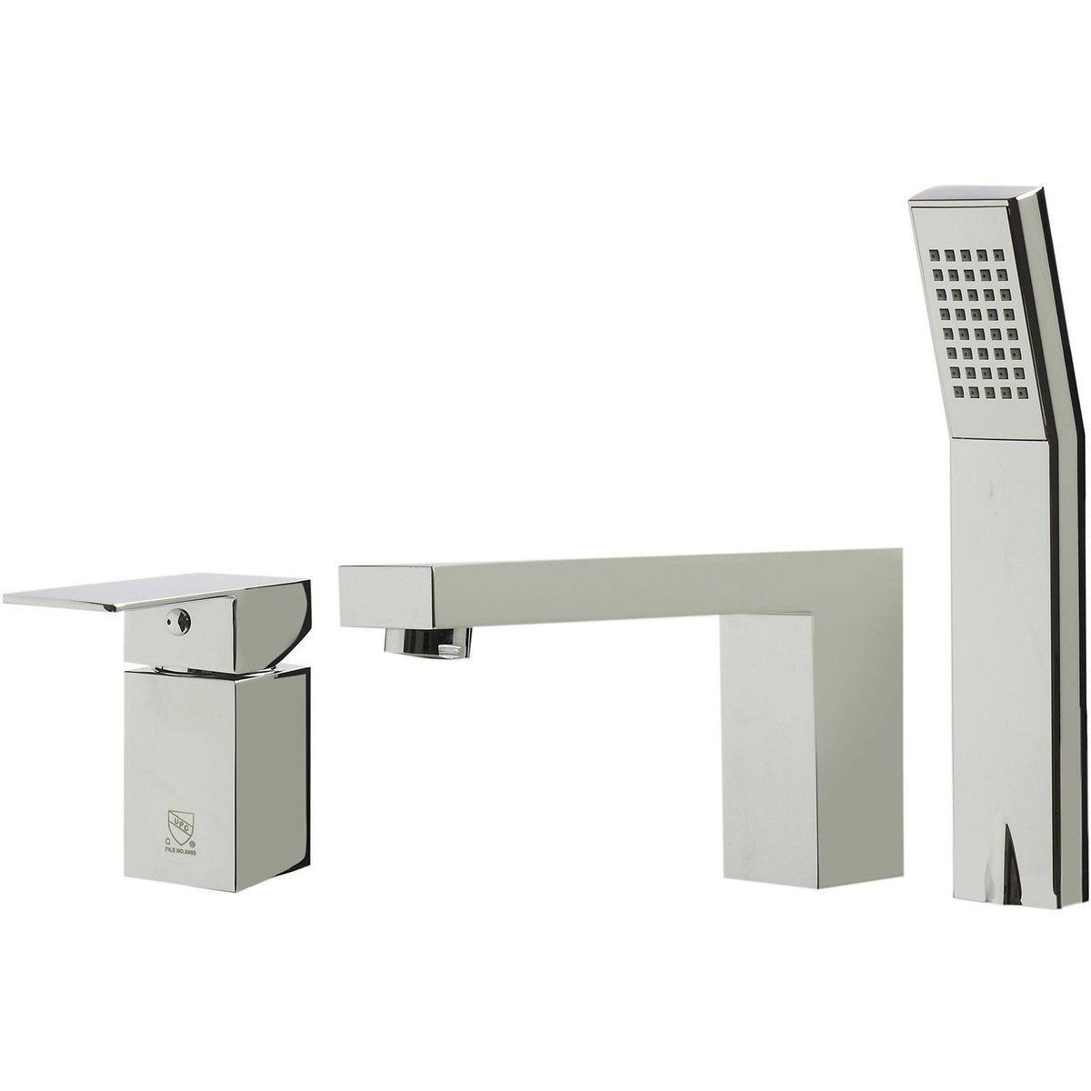 Brushed Nickel Deck Mounted Tub Filler and Hand Held Shower Head L8986