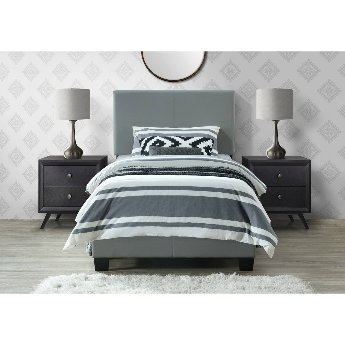 Grey Faux Leather Bed S583