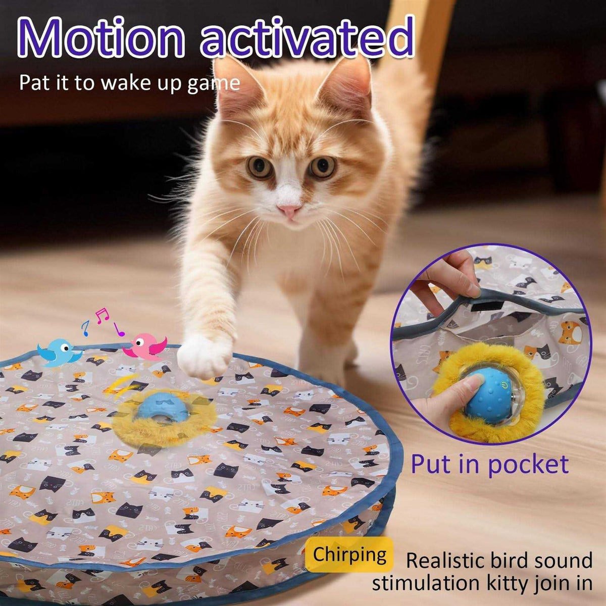 Interactive Cat Toys Ball in Pouch L357