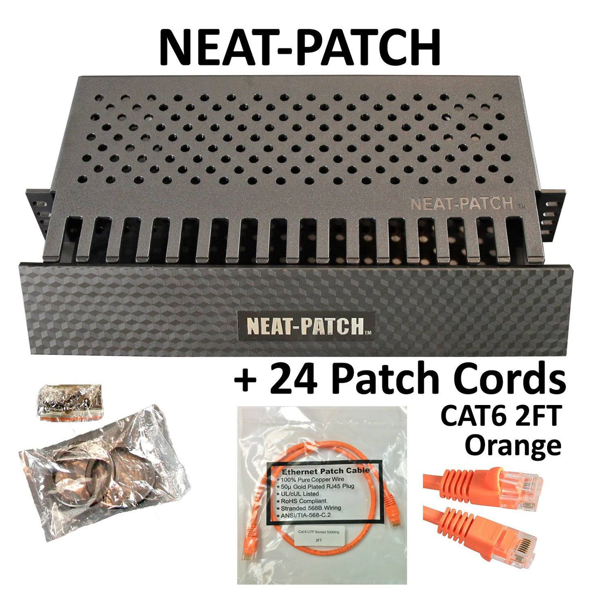 Cable Manager with 24 Cat6 Patch Cables X7877