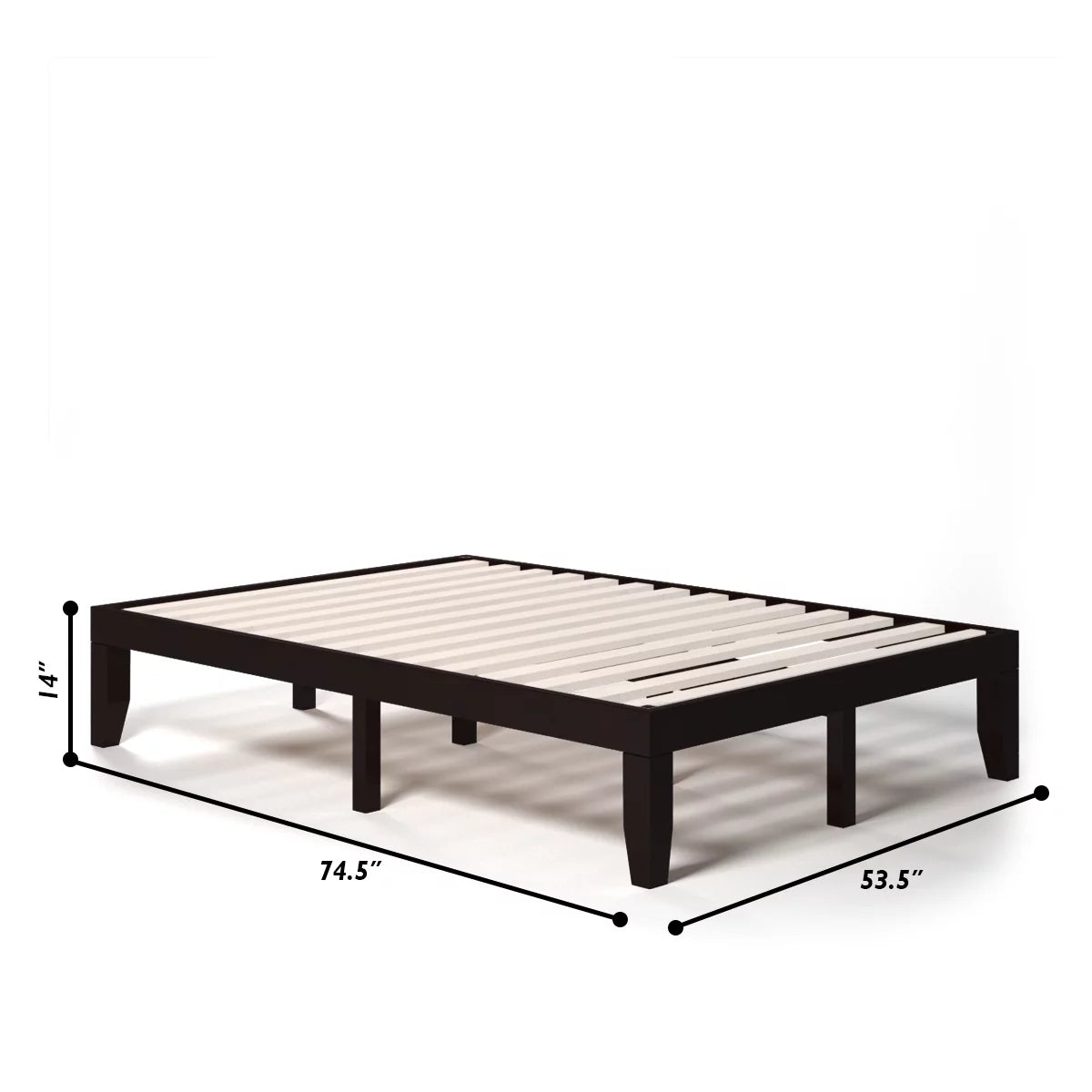 Full Size Wooden Bed Frame with Wood Slats R66530