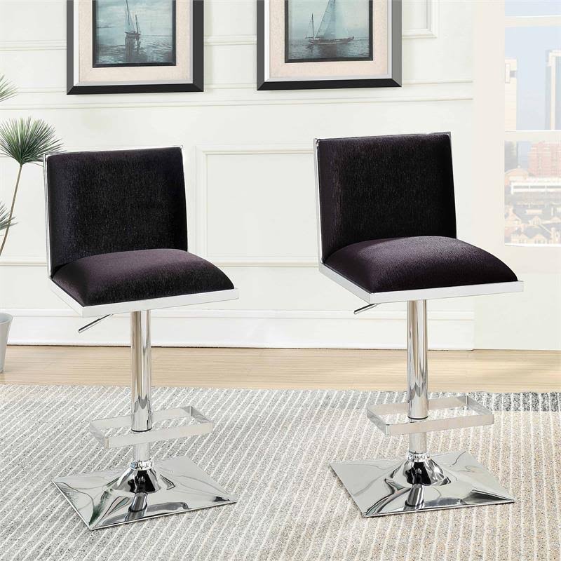 Black Metal Adjustable Barstool (Set of 2) E775