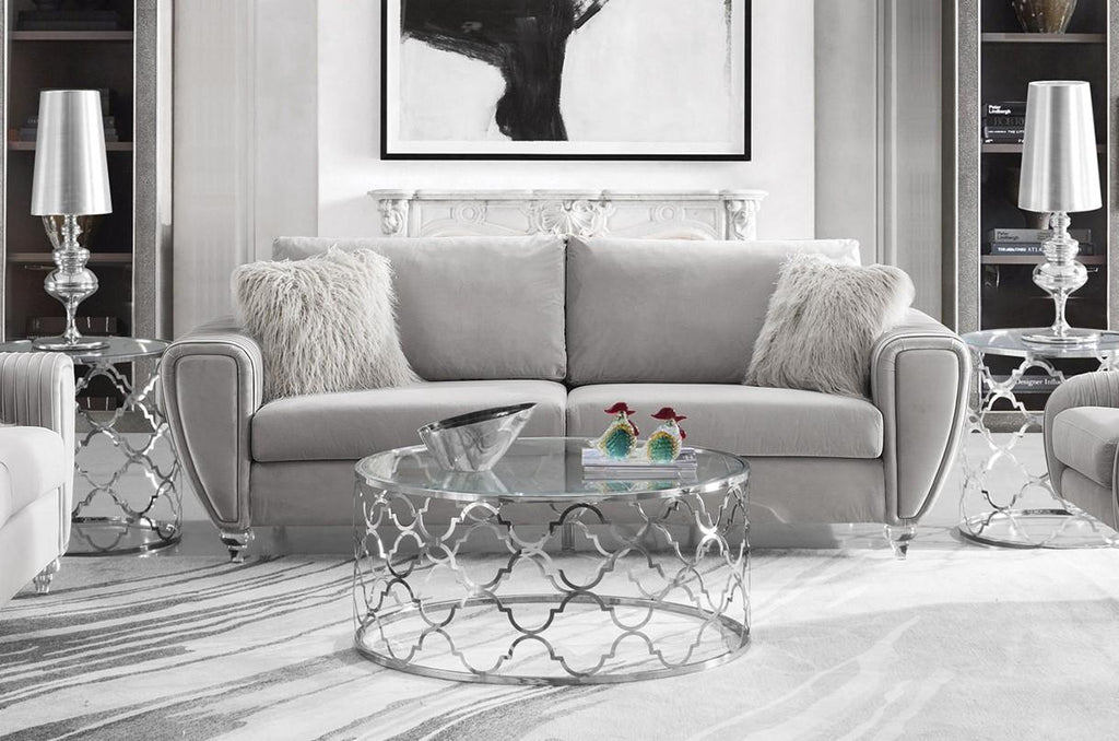 Light Gray Fabric Sofa & Loveseat Set 2 Pcs B6576