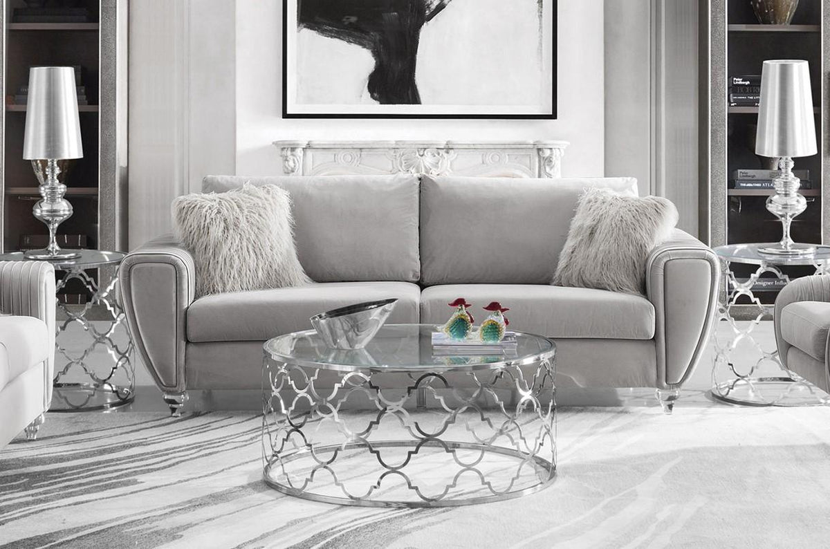 Light Gray Fabric Sofa & Loveseat Set 2 Pcs B6576