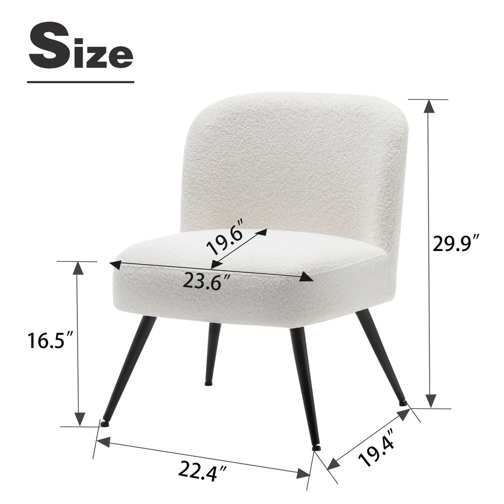 White Faux Leather Accent Chairs Set of 2 with Metal Legs K712