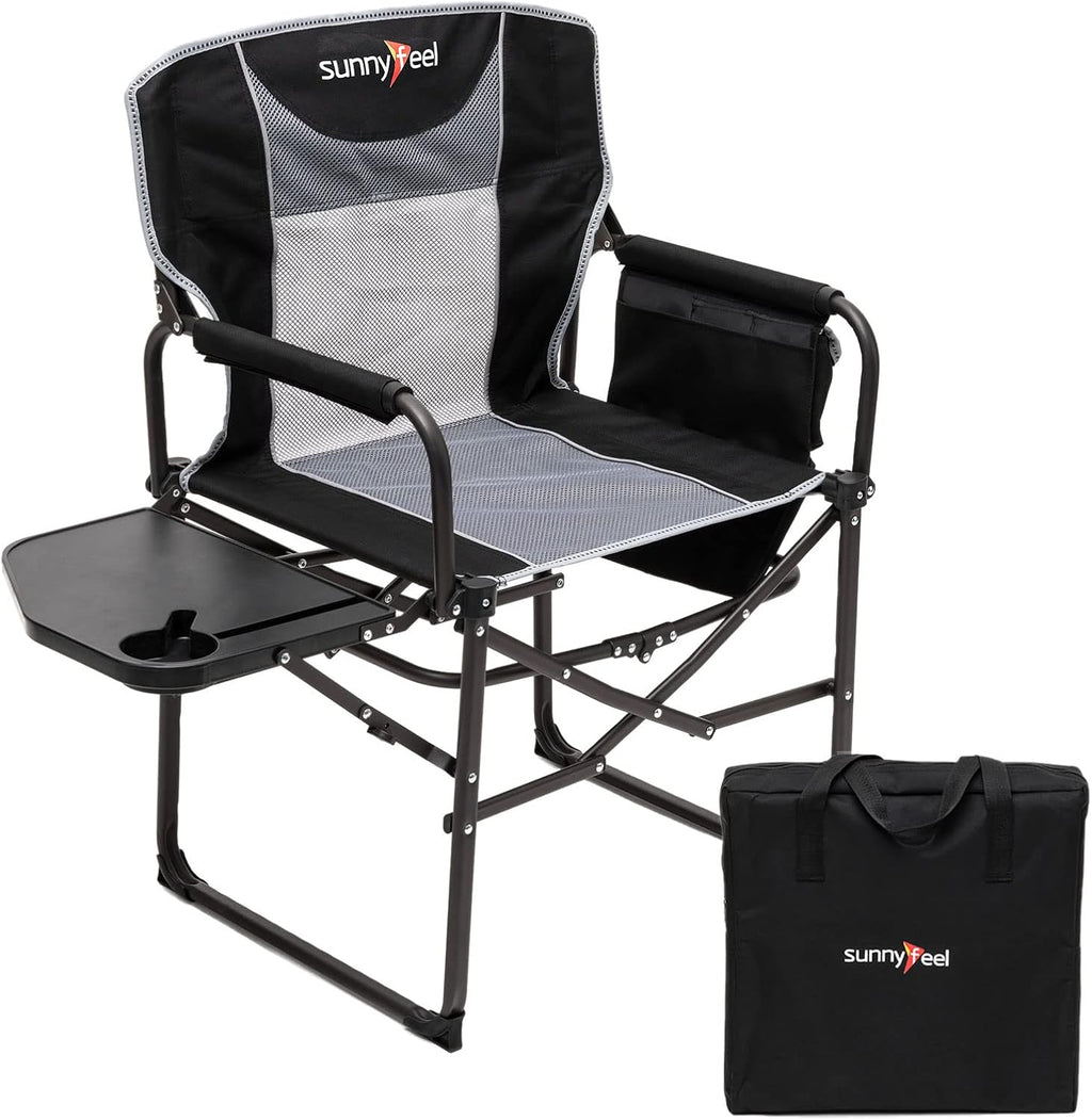 Oversized Portable Folding Camping Chair with Side Table R827059