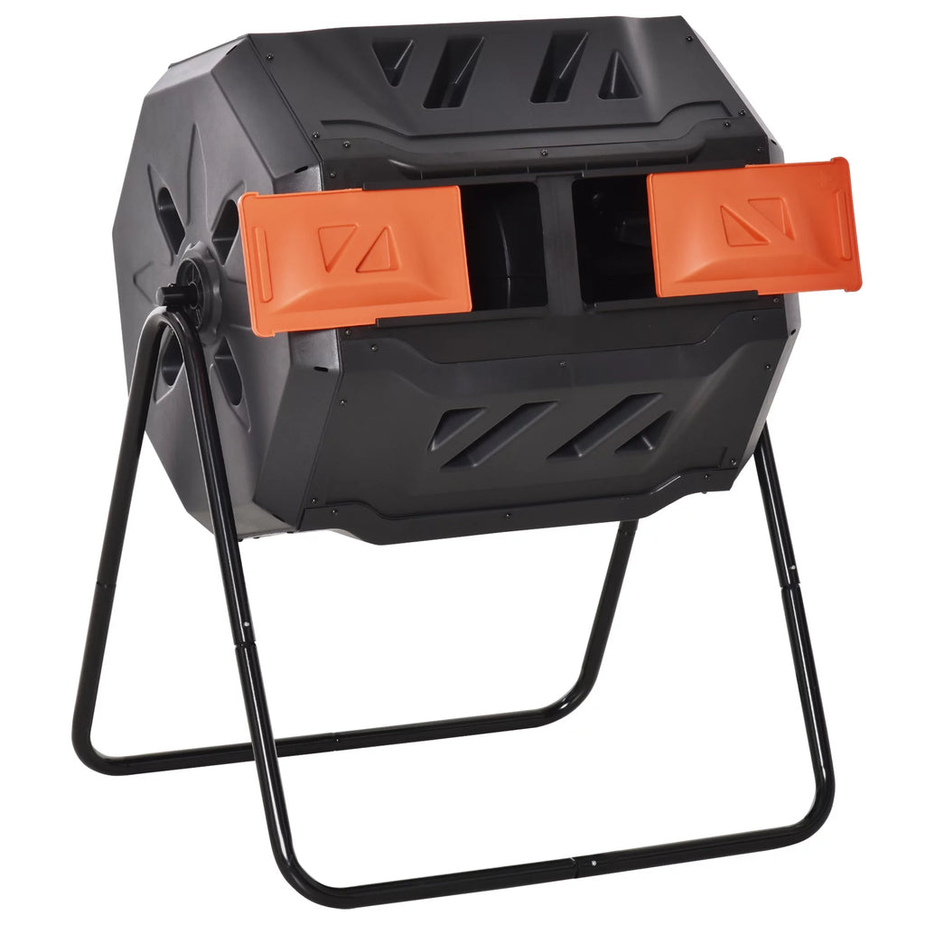Outdoor Tumbling Compost Bin with Dual Chamber W618
