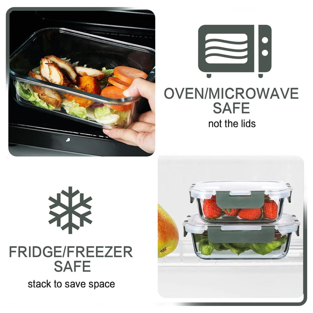 20 Pc Airtight Glass Food Storage Containers with Lids R324