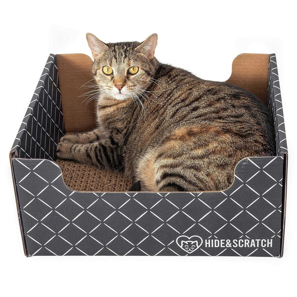 Extra-Large Heavy Duty Cardboard Cat Scratcher and Lounger Box with Refillable Scratch Pad Z781944