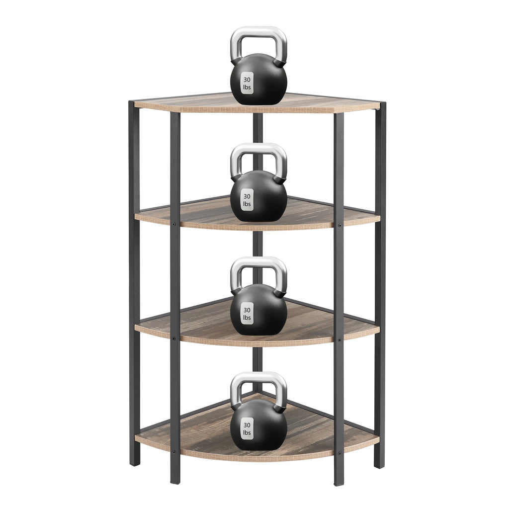 4-Tier Wood Corner Shelf with Metal Frame H556