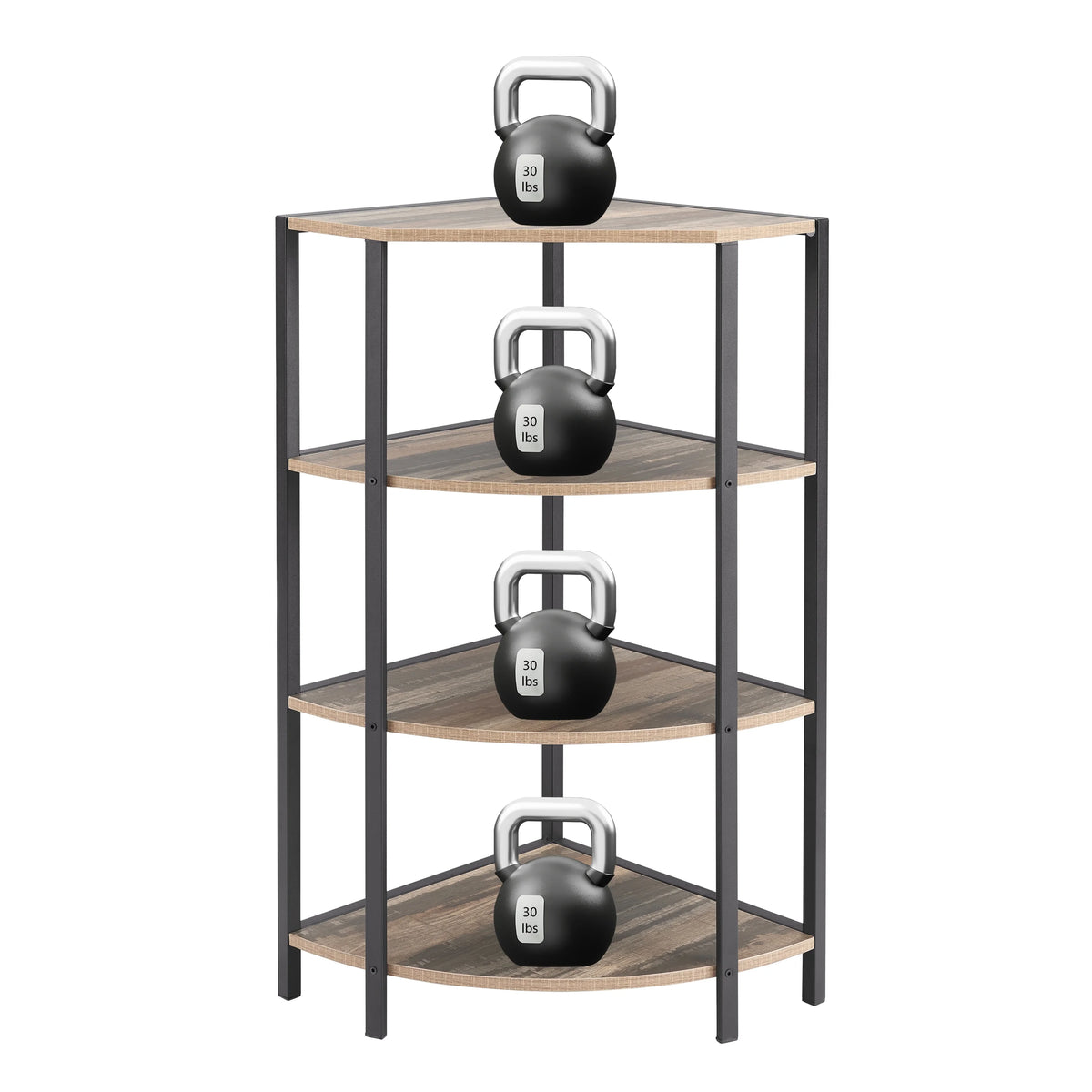 4-Tier Wood Corner Shelf with Metal Frame H556