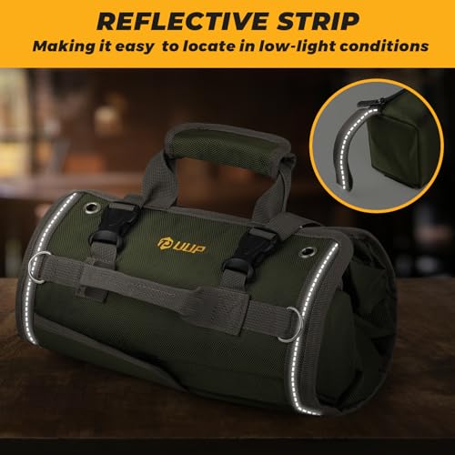 Green Roll Up Tool Bag with 2 Small Pouches J103
