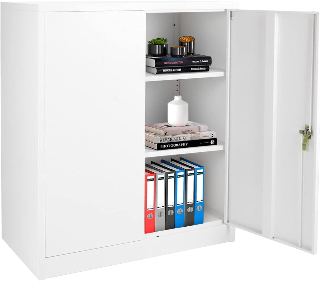 Gray Locking Steel Storage Cabinet with Shelves C742447