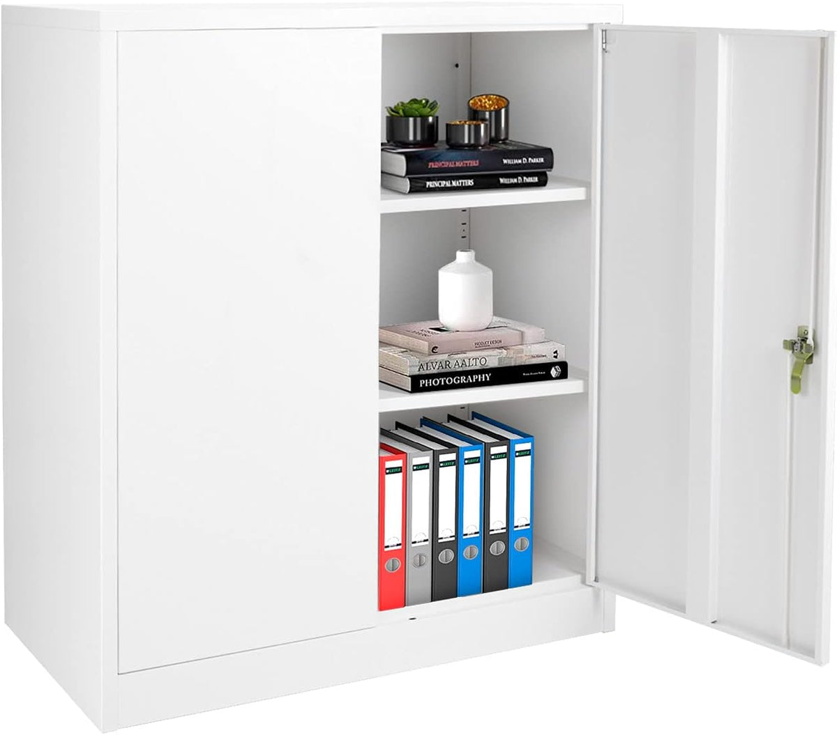 Gray Locking Steel Storage Cabinet with Shelves C742447