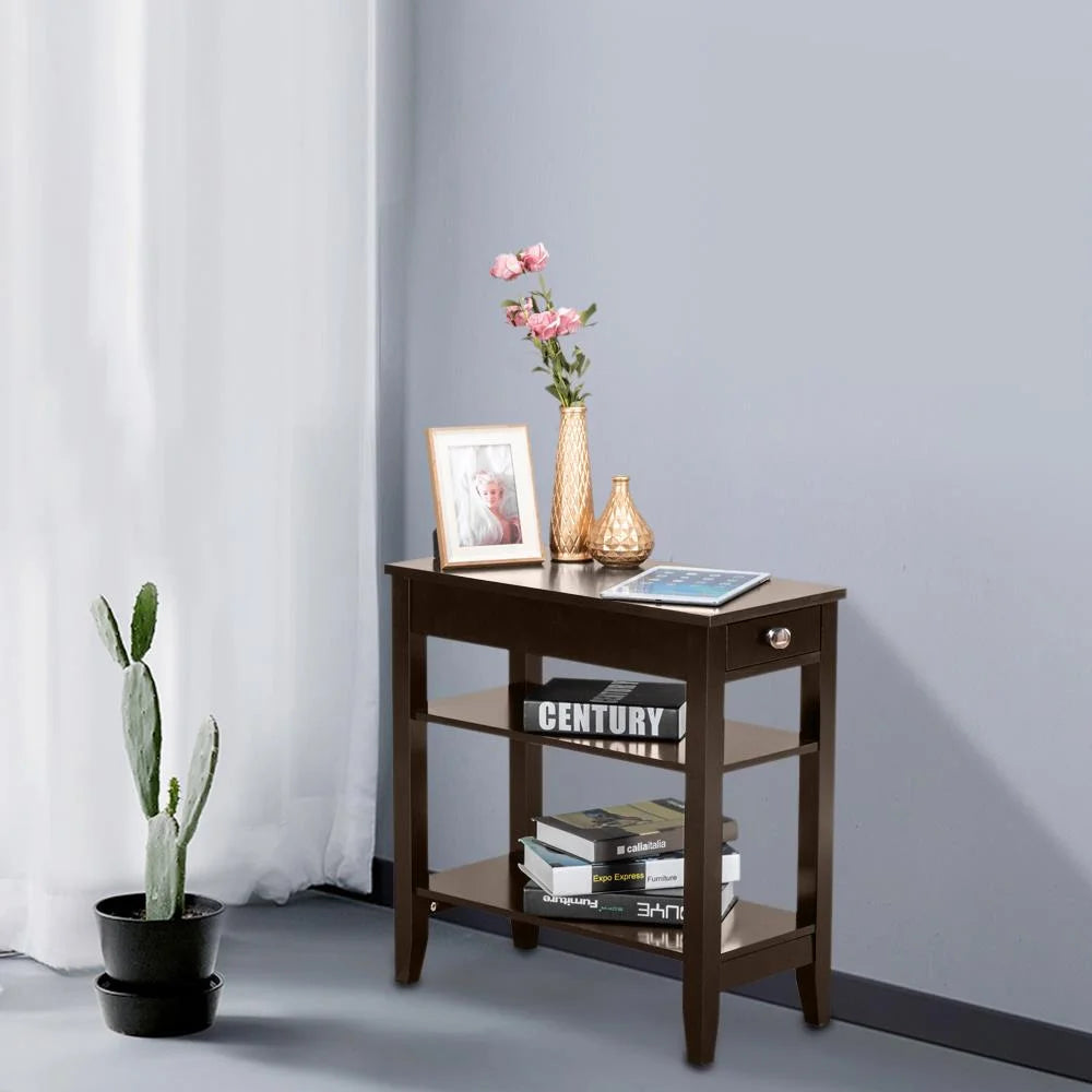 Chair Side End Table with 2 Layers and Shelf A5902