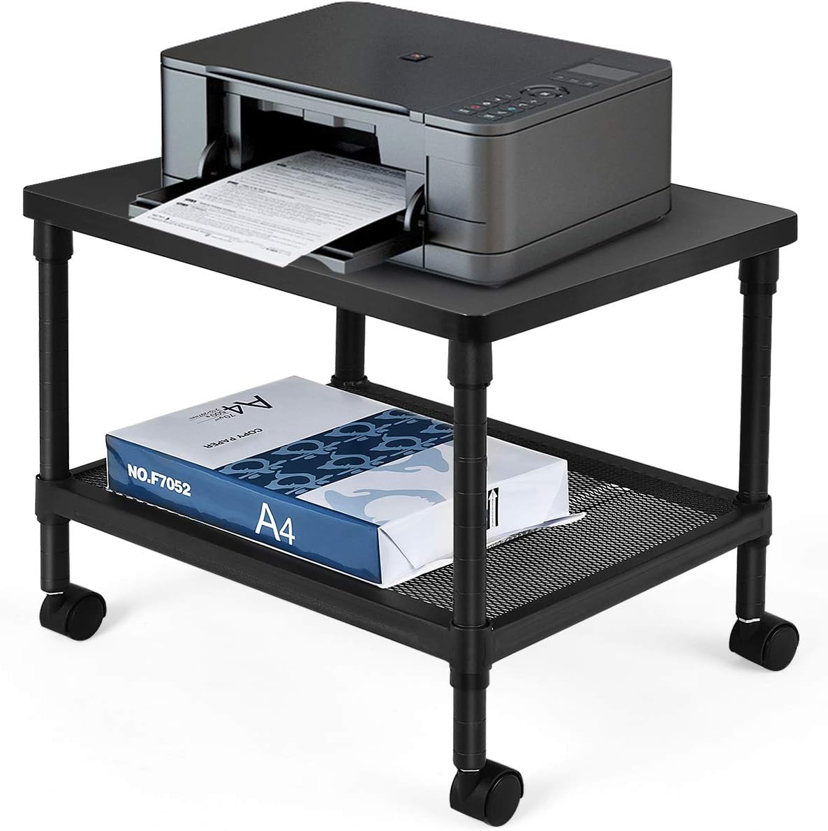2-Tier Printer Stand with Wheels and Metal Frame W458