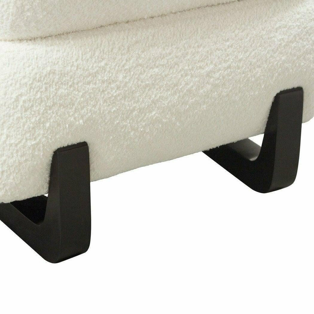 Faux White Shearling Armless Chair with Black Wood Leg Base F5437
