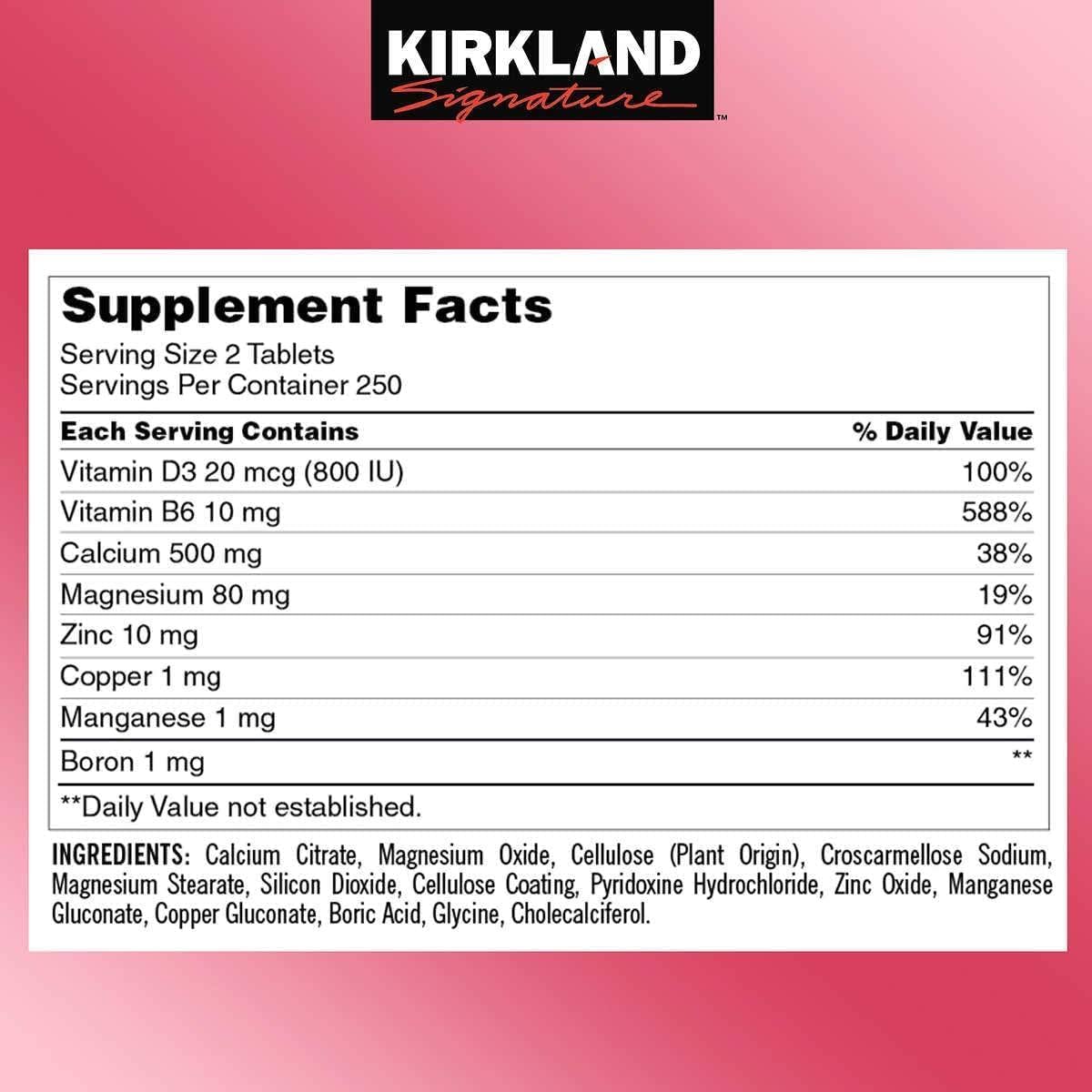 Calcium Citrate Magnesium and Zinc with Vitamin D3, 500 Tablets Y6796