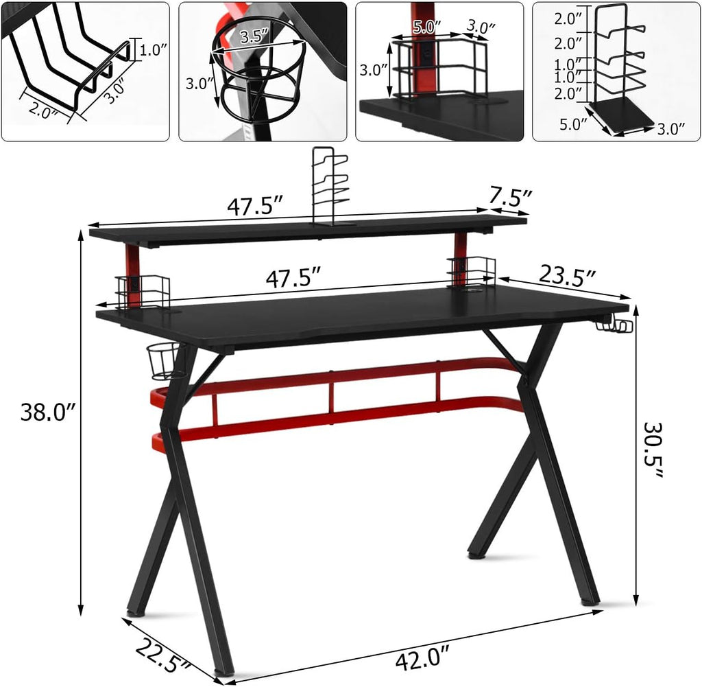 47.5" Gaming Desk with Monitor Shelf M120100
