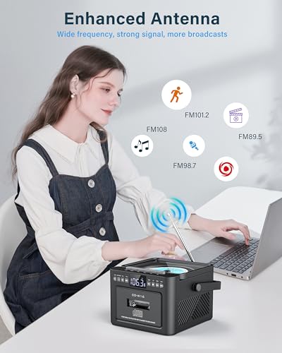 Portable Boombox CD Player with Cassette Player and Bluetooth F9532