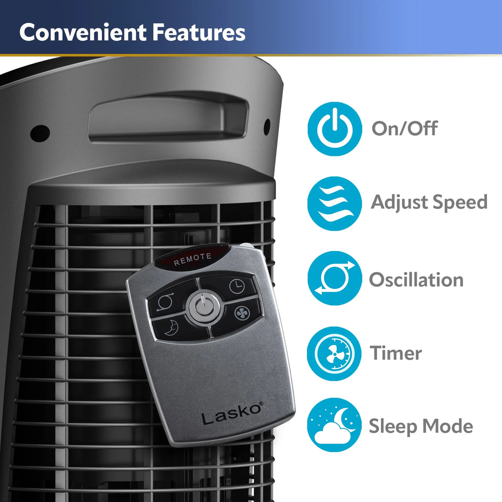 Adjustable Oscillating Pedestal Tower Fan with Timer and Remote Y3344