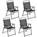 Black Set of 4 Folding Outdoor Chairs with Metal Frame and Armrests A942
