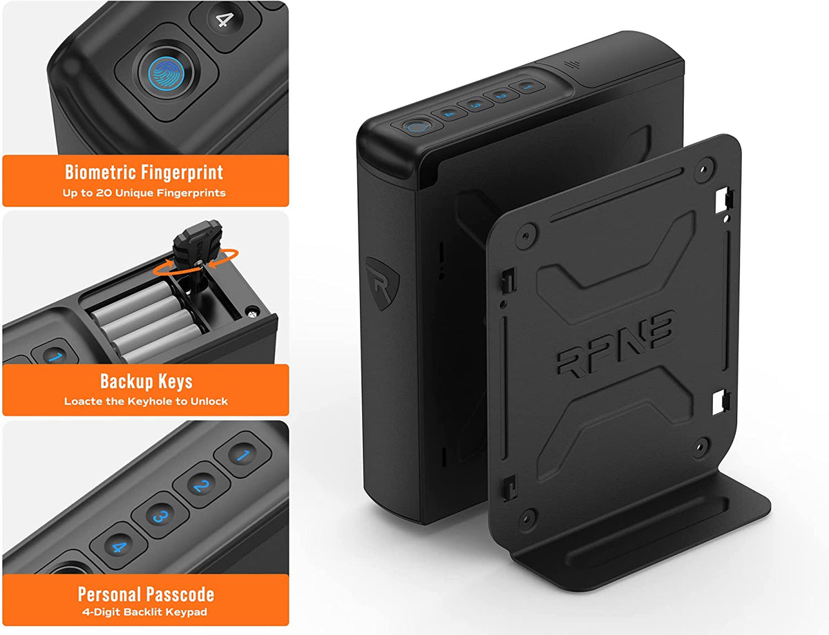 Mounted Biometric Handgun Safe with Quick Access Sliding Door V574396