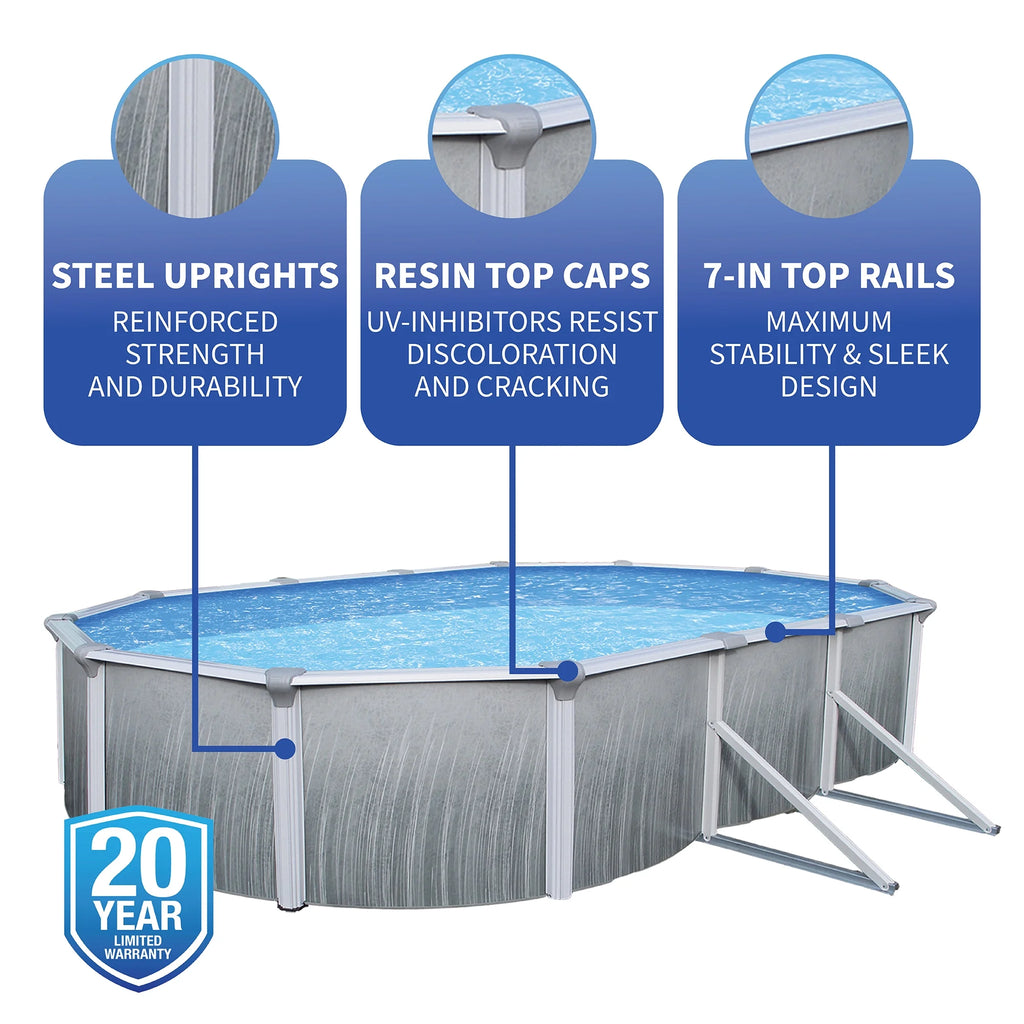 12-ft x 24-ft Oval 52-in Deep Metal Wall Swimming Pool R989216
