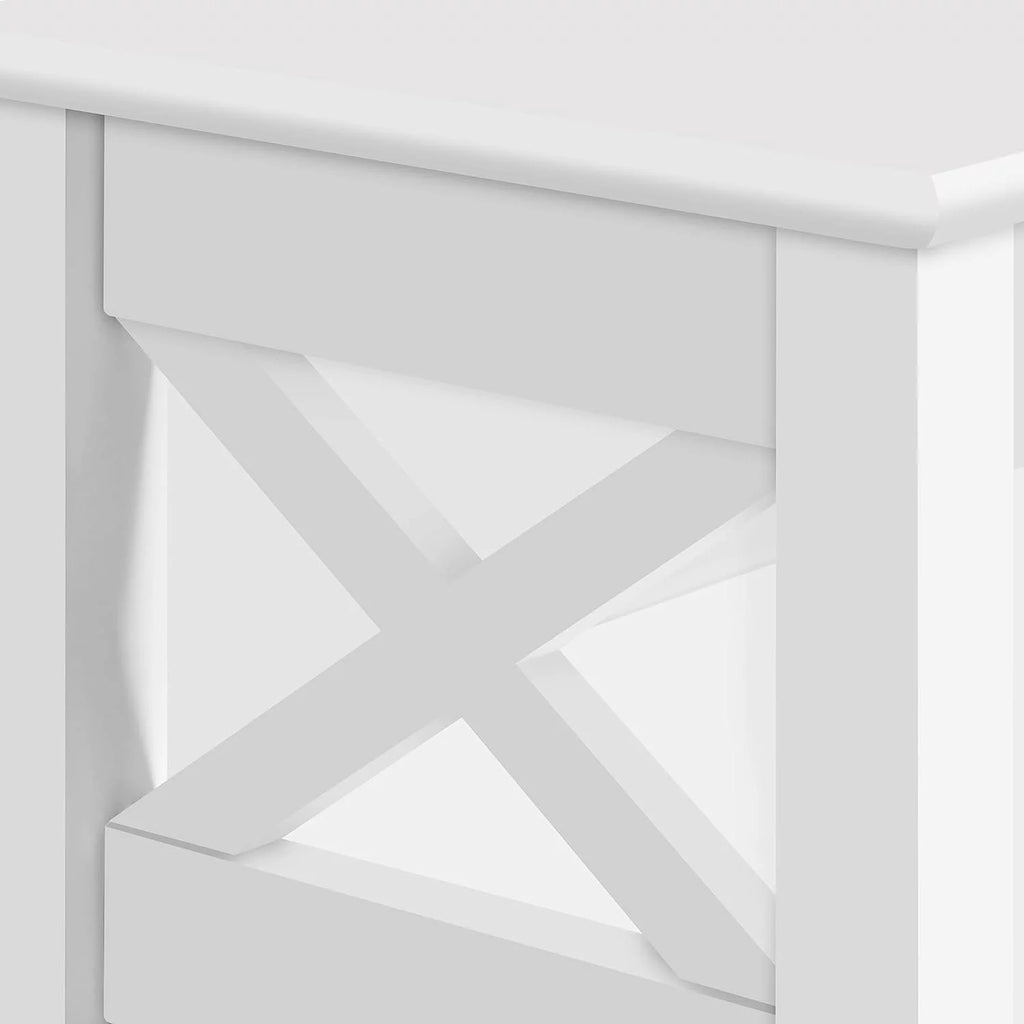 White 3-Tier Narrow Side Table with Magazine Holder S28174
