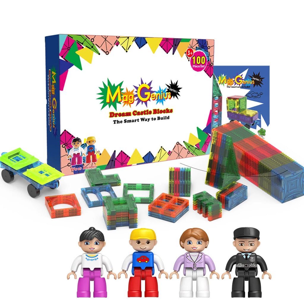 100 Piece Magnet Tiles Set with Clickins and Windows G205717