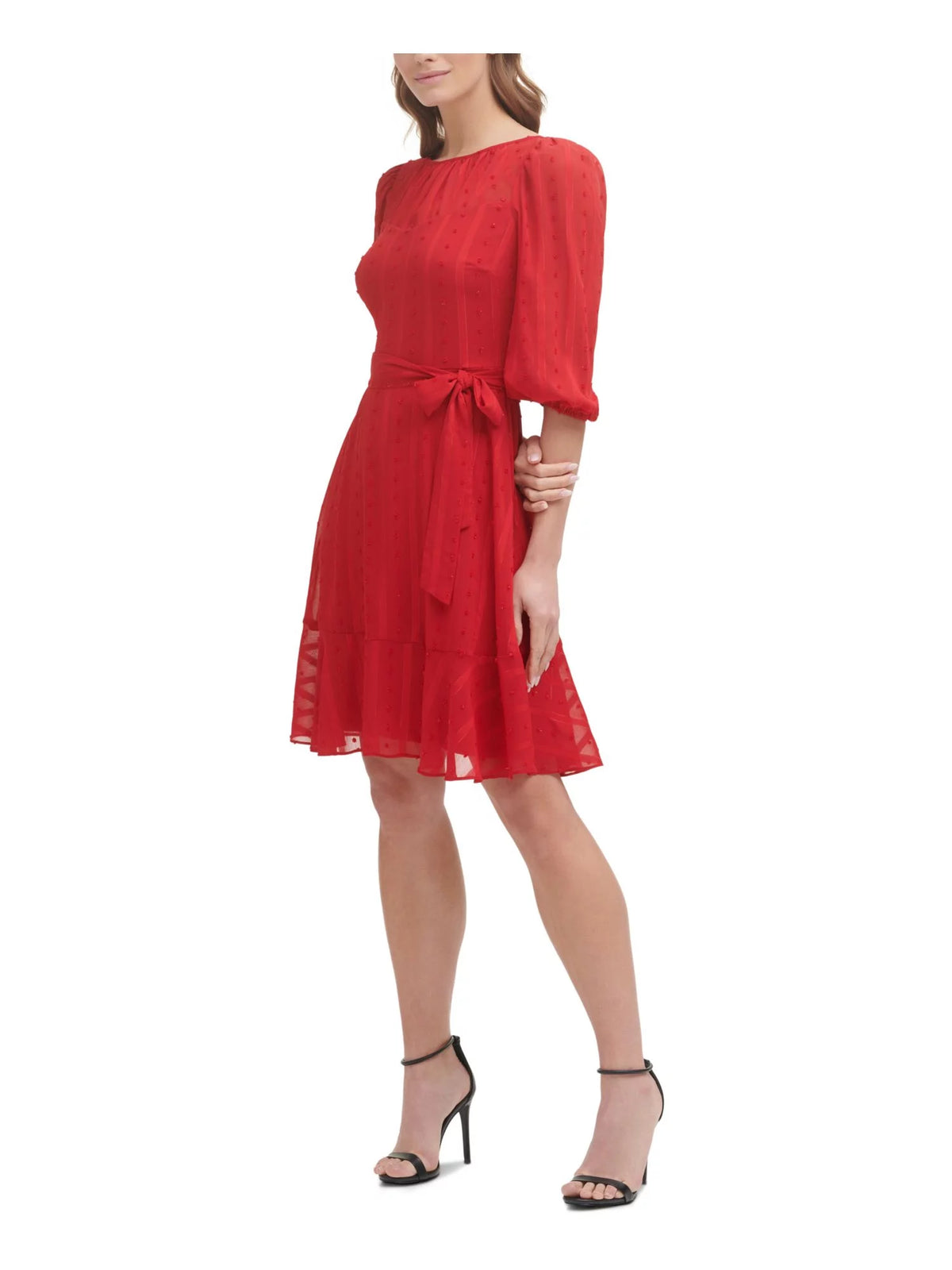 Red Striped Fit + Flare Dress R91309