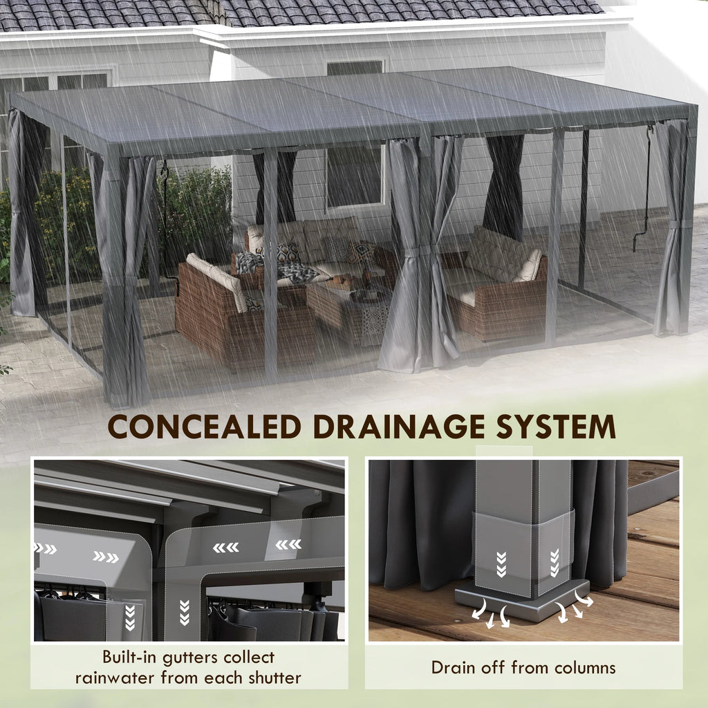 12'x19' Aluminum Pergola with Adjustable Louvered Roof F49117