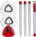 Spin Mop Head Base Handle Replacement with 2 Microfiber Refills and Triangle Mop Head Cover F285016