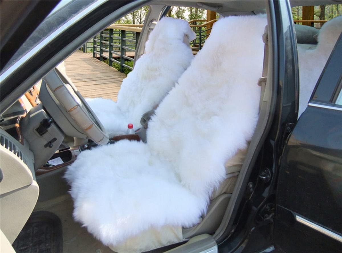 White Genuine Australia Sheepskin Car Seat Cover 1 Piece Y31778