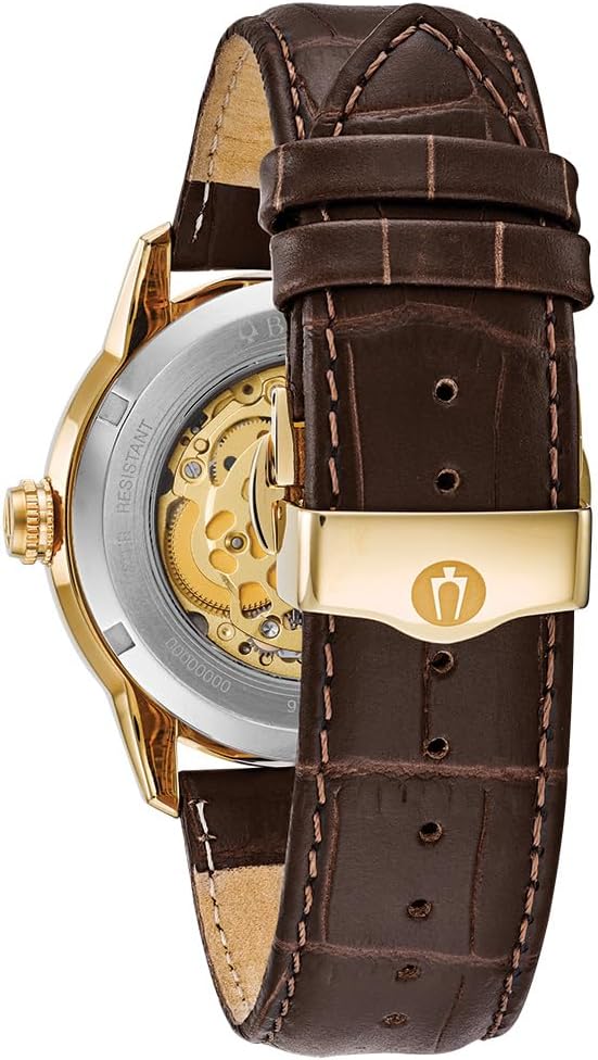 Brown Leather Strap Automatic Skeleton Dial Watch 43mm N380