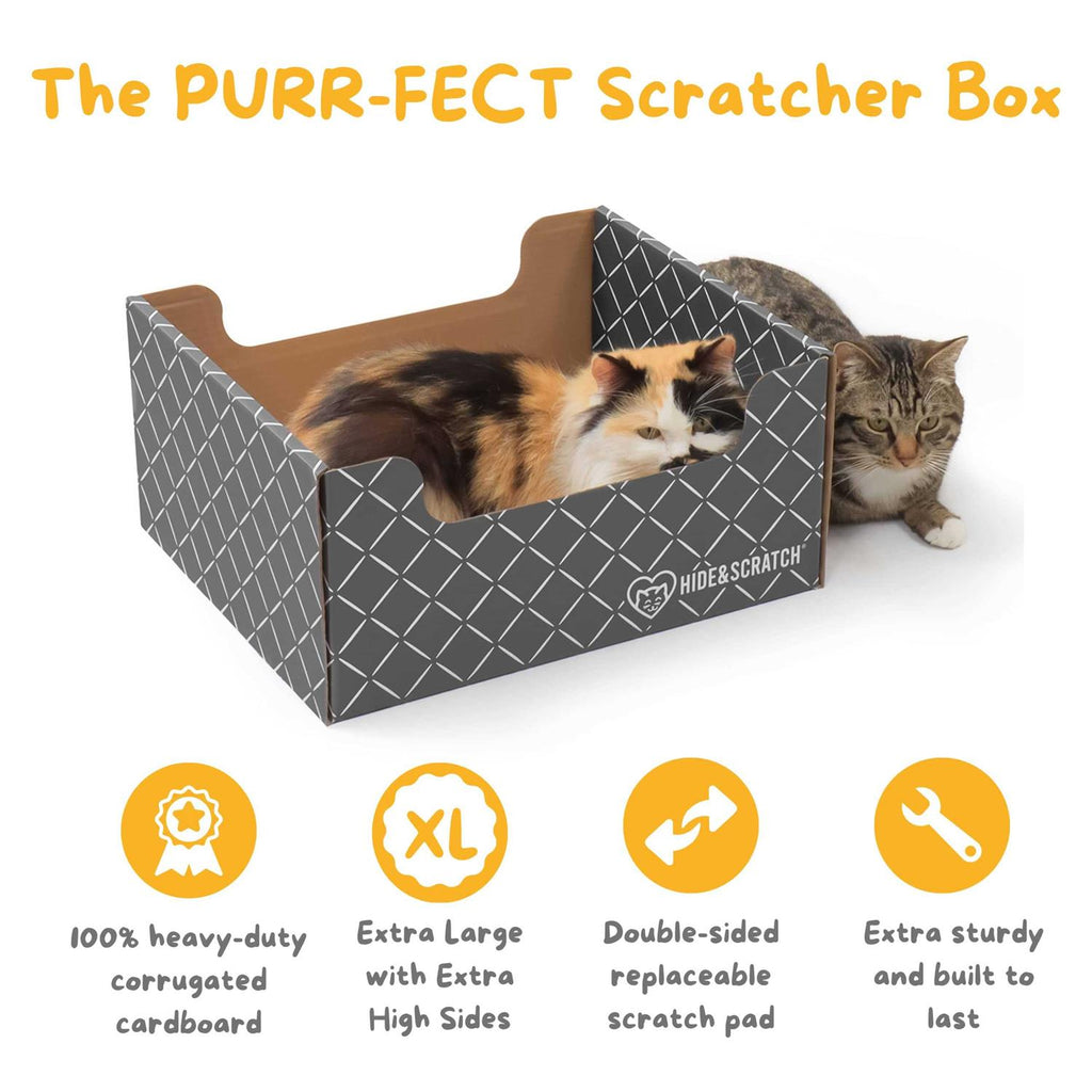 Extra-Large Heavy Duty Cardboard Cat Scratcher and Lounger Box with Refillable Scratch Pad Z781944