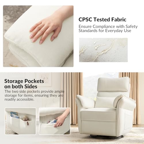 Grey Glider Recliner with Adjustable Armrests & Headrest G785