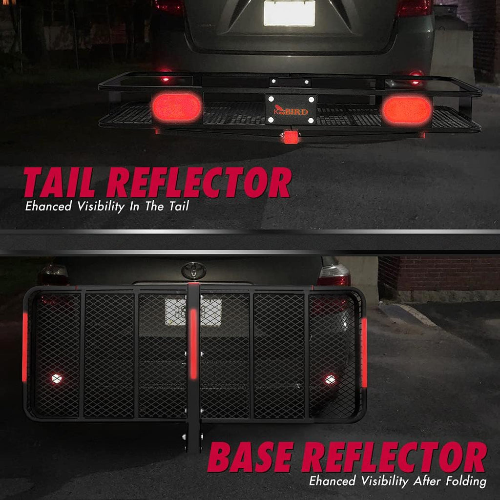 Hitch Mount Folding Cargo Carrier with Trailer Hitch Lock, Stabilizer, Net and Straps X853769