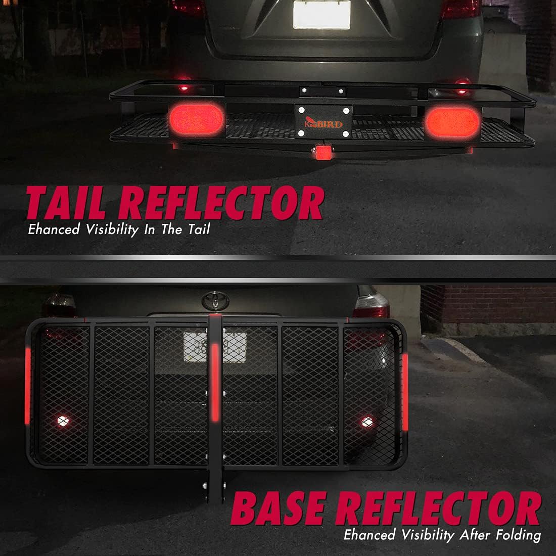 Hitch Mount Folding Cargo Carrier with Trailer Hitch Lock, Stabilizer, Net and Straps X853769