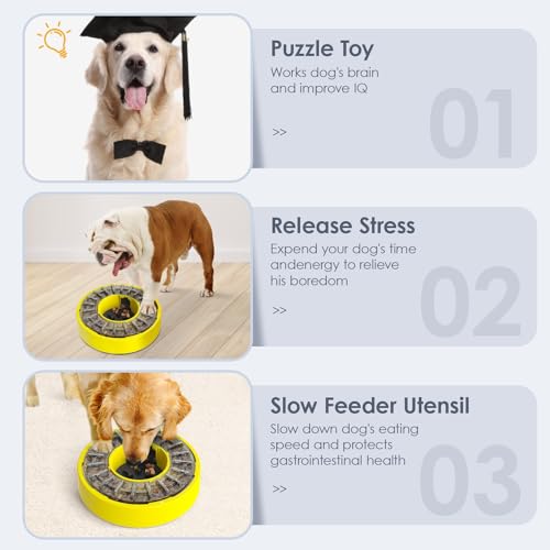 Yellow Dog Puzzle Slow Feeder Bowl O7752