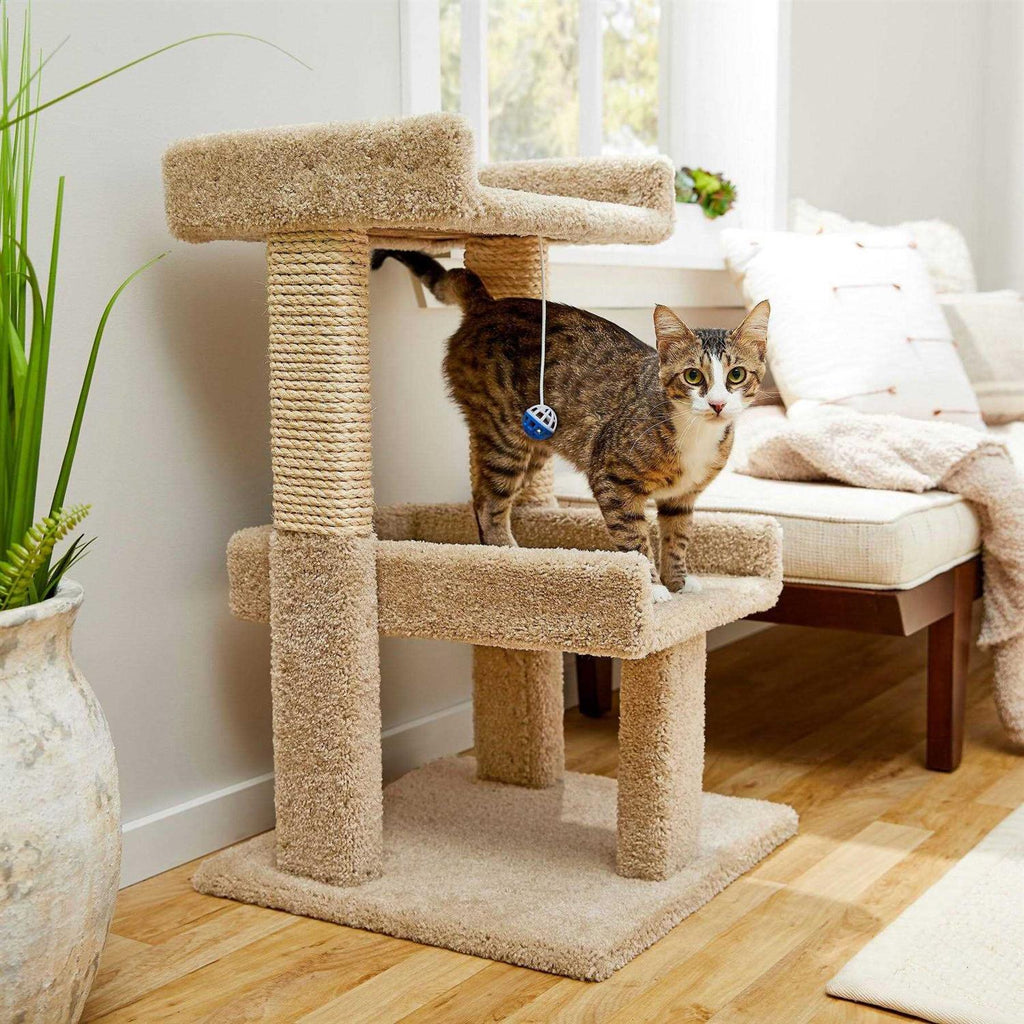 32-in Wooden Cat Tree with Toy V2283