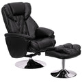 Black Leather Recliner and Ottoman Set T88552