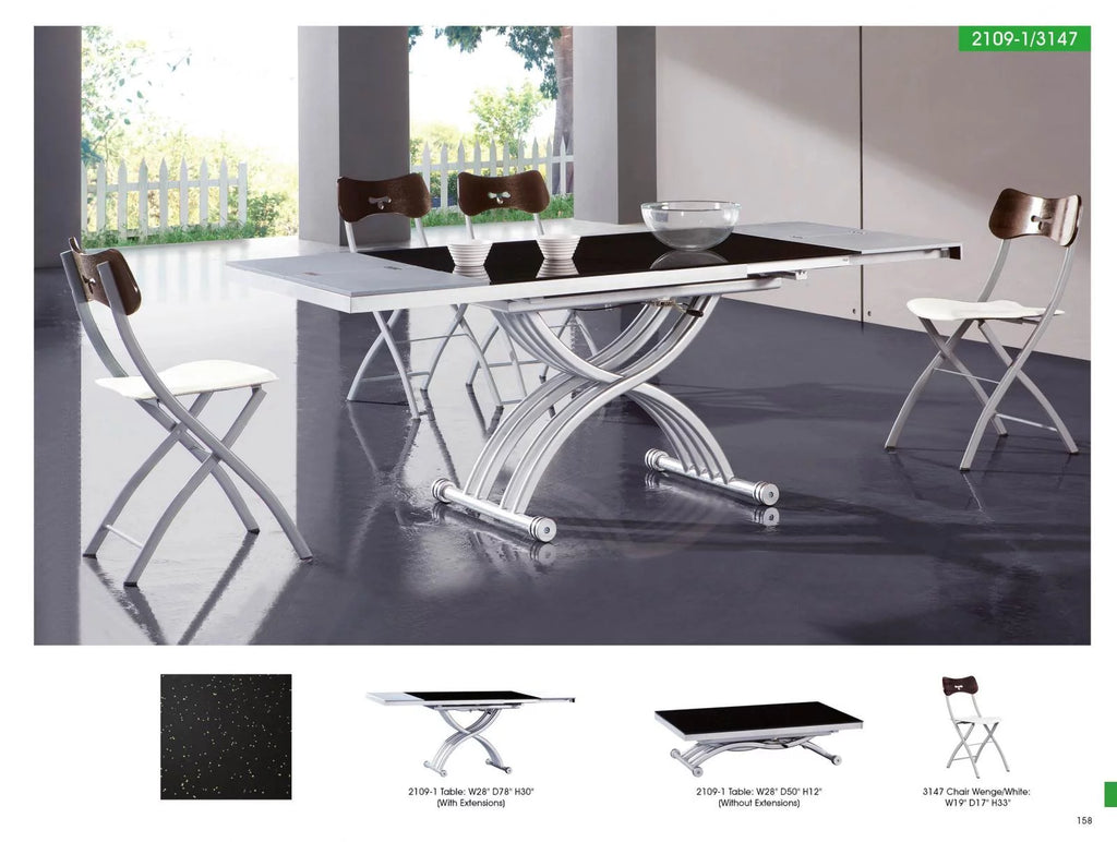 Glass Top Table & White Finish Chairs Dining Set 5Pcs M953575