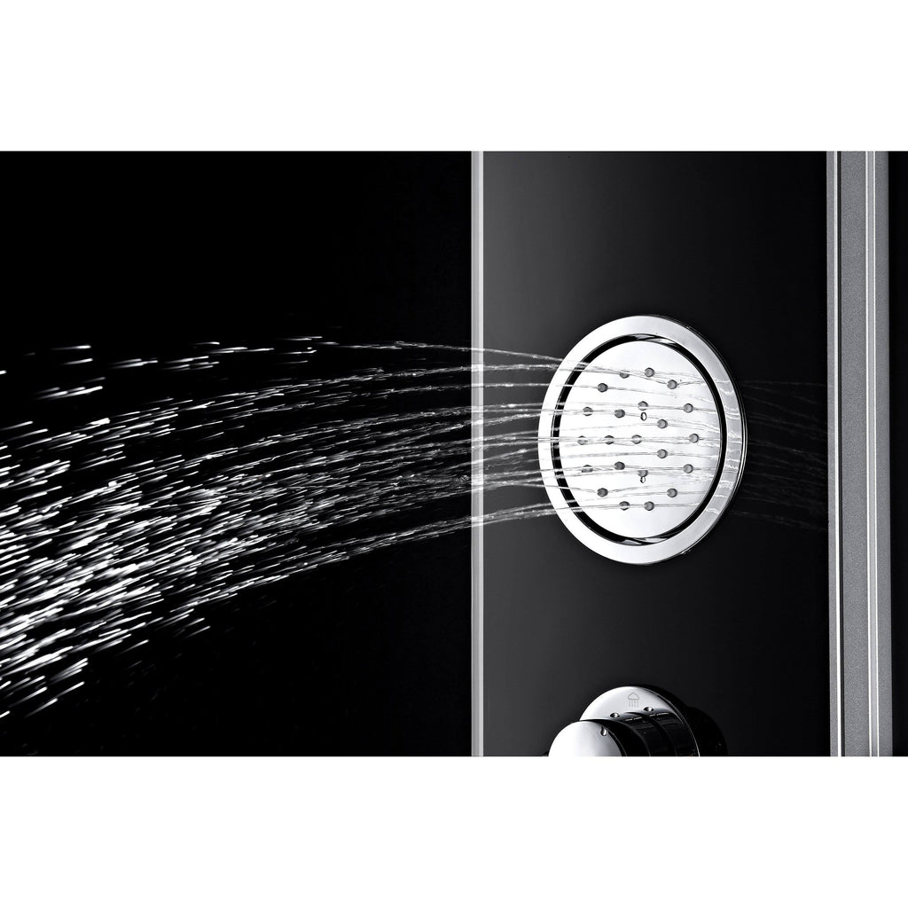 Black Full Body Shower Panel System with Rain Shower and Spray Wand O472