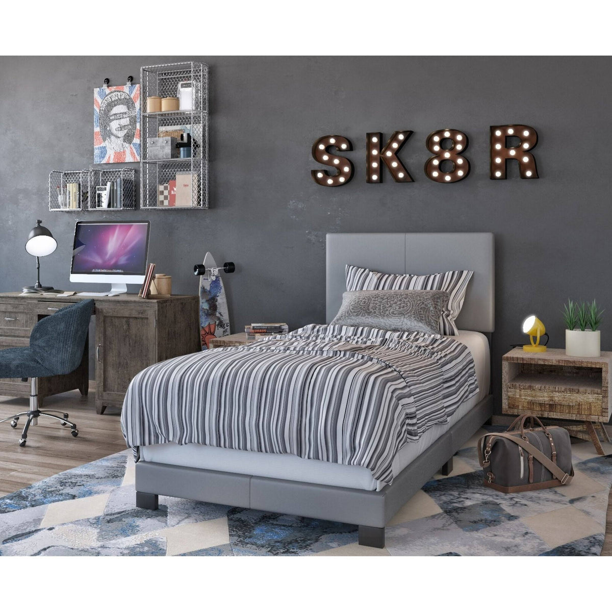 Grey Faux Leather Bed S583