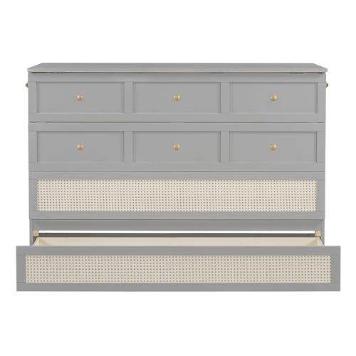 Queen Size Solid Wood Murphy Bed with Storage Drawers M523